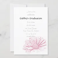 Pink Flower Graduation Party Invitation