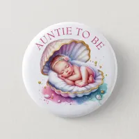 Coastal Girl's Baby Shower Auntie to be Button