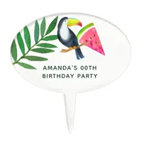 Toucan Tropical Watercolor Summer Party Cake Topper