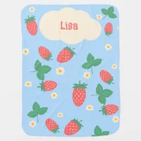 Mini Strawberry Blossom Personalized Baby Blanket