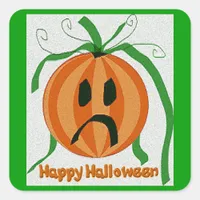 Vintage Sad Jack o' Lantern Square Sticker