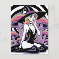 Sexy Witch and Mushrooms Postcard