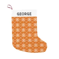 Festive Snowflakes Pattern Burnt Orange Custom Small Christmas Stocking