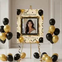Stylish Chic Glam Black Gold Photo Frame Birthday Foam Board
