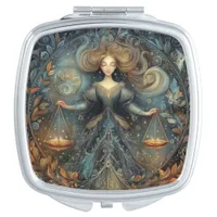 Libra Zodiac Birth Sign Astrology Celestial Compact Mirror