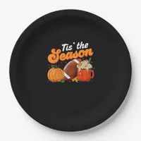 Tis Season Pumpkin Spice Latte Halloween Fall Foot Paper Plates
