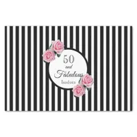 50 fabulous pink florals black white stripes tissue paper