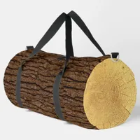 Rustic Faux Piece of Wood Grain Tree Bark Duffle Bag