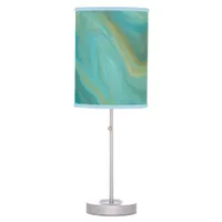 Sandy Brown Ocean Teal Fluid Art    Table Lamp
