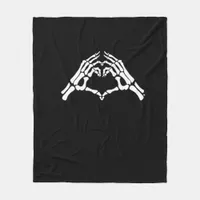 Skeleton Heart And Hands Sign Fleece Blanket