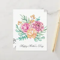 Budget Pretty Watercolor Florals Mothers Day Card