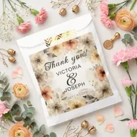 Rust Watercolor Floral Fall Wedding Thank You Favor Bag