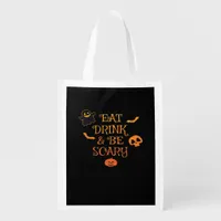 Eat Drink And Be Scary Halloween Classic Retro Sty Grocery Bag