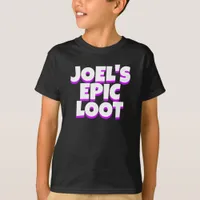 Boys Birthday Epic Loot Gamer Name Purple Slogan T-Shirt