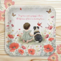 Personalized Baby Girl and her Puppy Baby Shower  Paper Plates