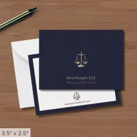 Navy Blue and Gold Justice Scale Legal Note Card