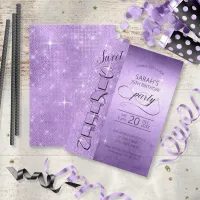 Glitter and Shine Sweet 16 Violet ID675 Invitation