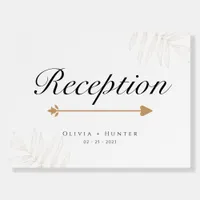 Tropical Wedding Reception Sign - Elegant Beach 