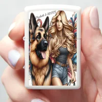 Stunning Blonde and Shepherd Tribute Zippo Lighter