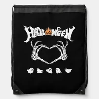 Skeleton Hand With Halloween Theme Dark Seasonal Drawstring Bag