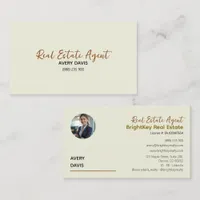 Elegant Cream & Script Real Estate Agent  Business Card
