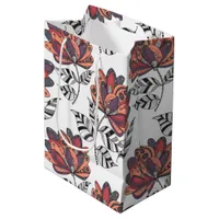 Floral Abstract Doodle Art Style Purple Rust Peach Medium Gift Bag