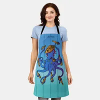 Pirate Octopus Drinking Rum Funny Nautical Apron