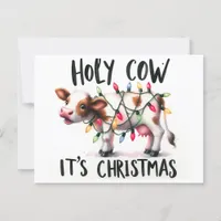 Funny Christmas Cow Holy Cow It's Christmas Postcard