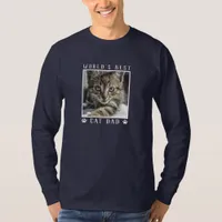 World's Best Cat Dad White Paw Prints Pet Photo T-Shirt