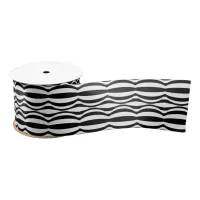 Chic Stylish Black & White Geometric Pattern Satin Ribbon