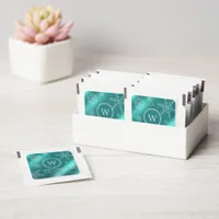 Festive Light Blue Foil Snowflakes Monogram Name Hand Sanitizer Packet