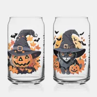 Scary and Cute Trick or Treat Halloween  Can Glass