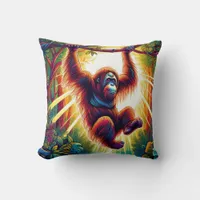 Jungle Harmony: Orangutan-Inspired  Throw Pillow