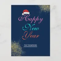 Multicolor Sparkling Happy New Year  Holiday Postcard