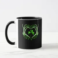 Skeleton Hand Heart Shamrock St Patricks Day Paddy Mug