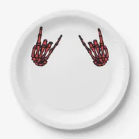 Skeleton Hand Heart Roll Red Classic Look Paper Plates