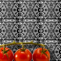 Black and White Elegant Stylish Damask Pattern Ceramic Tile