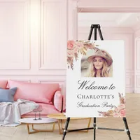 Graduation pampas grass blush pink arch photo foam board