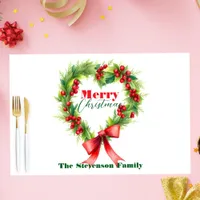 Heart-Shaped Christmas Wreath Paper Placemat