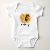 Sunflower & Butterflies Personalized Baby Bodysuit