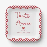 "That's Amore" Italian Bridal Shower Red Checkered Paper Plates