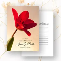 Red Spring Tulip Flower Share a Memory Funeral  Note Card