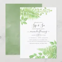 Watercolor Greenery Sip and See Invitation