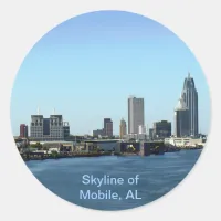 Skyline of Mobile, AL Classic Round Sticker