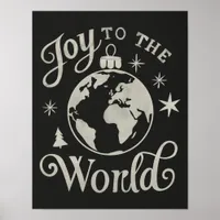 Joy to the World Chalkboard Globe Poster