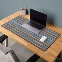 Southwest Blue and Brown Geometric Pattern Desk Mat