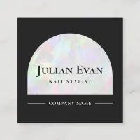 Elegant Monogram Beauty Black Holographic  Square Business Card