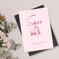 Modern Pink Minimalist Bold Save The Date Script Invitation