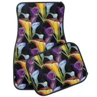 Artdeco Vintage Rustic Calla Lilies Watercolor  Car Floor Mat