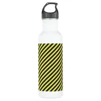 Thin Black and Yellow Diagonal Stripes Water Bottle